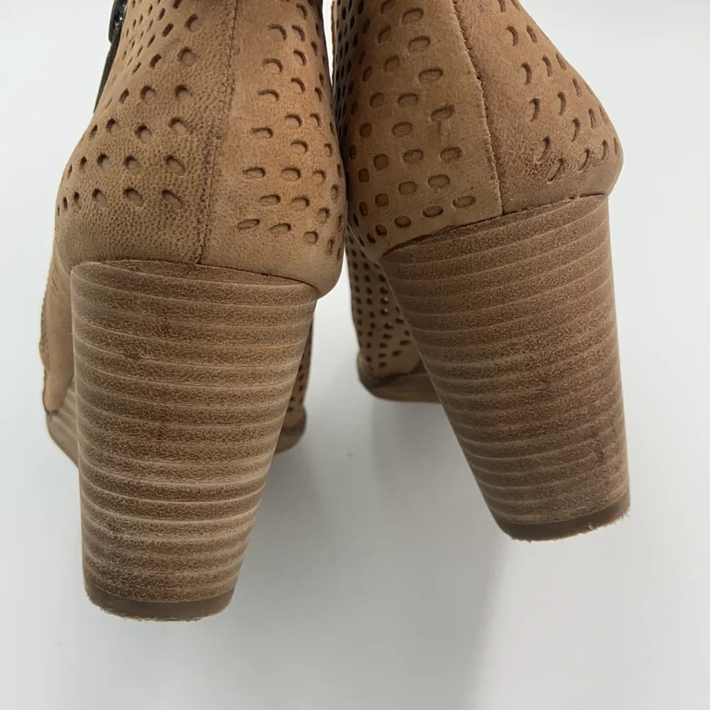 Lucky Brand Taupe Perforated Peep-Toe Wedge Booties